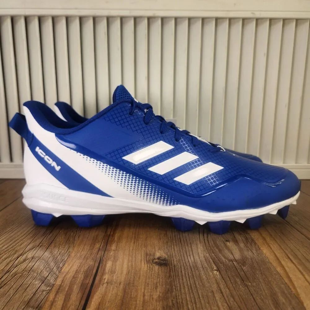 Adidas Icon 7 MD Low Mens Size 13.5 Blue White TPU Molded Baseball Cleats FY4440